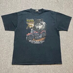 Sturgis Bike Rally 2013 T-Shirt Wolf Legends Never Die Black Graphic Tee XL